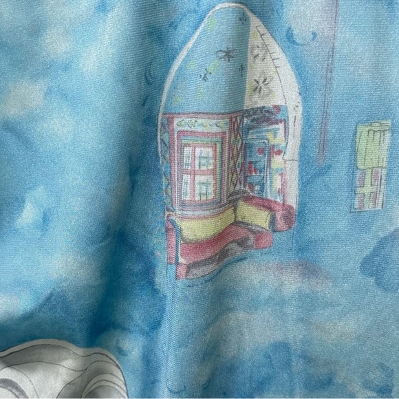 VINTAGE 1970S VAN HEUSEN PRINTED NYLON SHIRT in Sky Blue-Size Mens Small - Picture 11 of 13